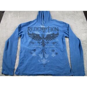 Redemption Sweater Mens XXL Blue Pullover‎ Graphic Print Grunge Y2K Streetwear